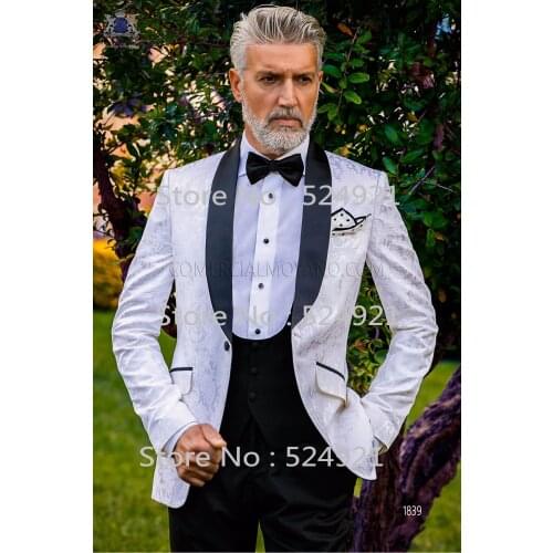 Newest Groomsmen Side Vent Groom Tuxedos Shawl Lapel Men Suits Wedding Best Man Blazer ( Jacket+Pants+Bow Tie+Vest ) C200