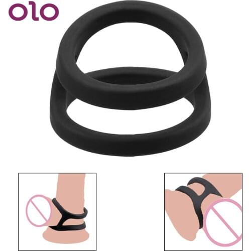 OLO Black Penis Ring Sex Products Cock Ring Sex Toys for Men Male Delay Ejaculation Silicone Adult Products