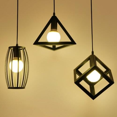 Nordic Pendant Lighting Geometric Cube Birdcage Retro Ceiling Chandelier Living Room Restaurant Bar Corridor Led Lights