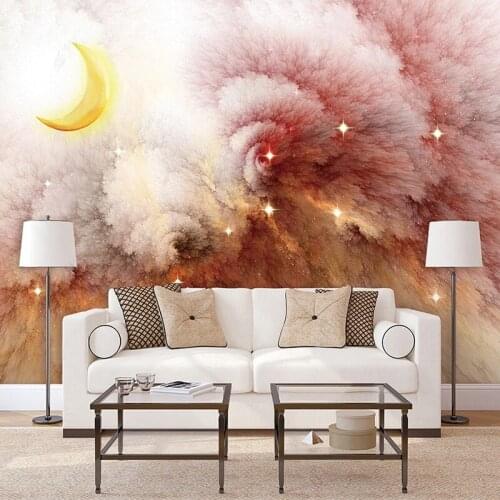Custom 3D Wall Mural Modern Minimalist Abstract Cloud Moon Stars Photo Wallpaper Living Room Background Wall Decoration Painting