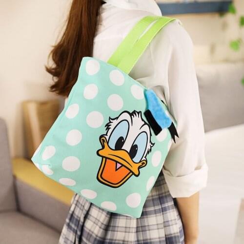 Disney cartoon portable lunch box bag large capacity student thickened lunch bag with rice bag portable canvas storage bag