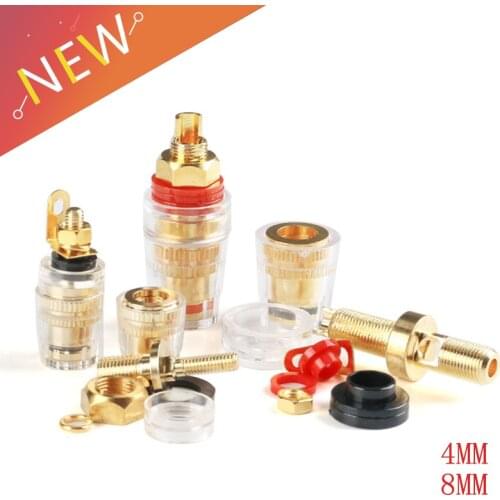 Gold Plated Copper Banana Connector 4mm Thread Medium Amplifier Speaker Spade Terminal Binding Post Banana Plug Socket M4 M8