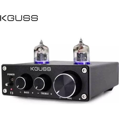 KGUSS T3 MINI Bile 6J1 Preamp Tube Amplifier Buffer HIFI Audio Preamplifier Treble Bass Adjustment Pre-amps DC12V