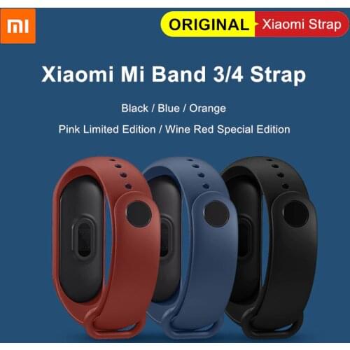 Original Xiaomi Mi Band 4 Strap Pink Wine Red Black Blue Orange Color Bracelet Compatible with Mi Smart Band 4 3 NFC