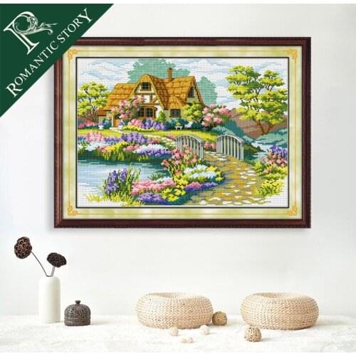 Romantic Story Beautiful Home Scenery Hot Sales Cross Stitch Needlework DIY 11CT Printing Cross Stitch Sets For Embroidery Kits