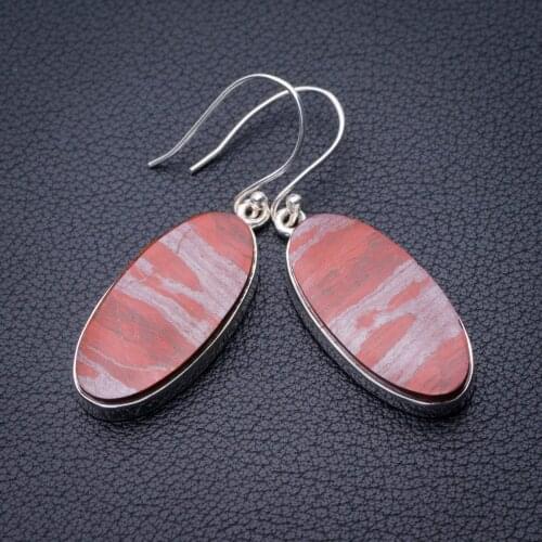 StarGems Natural Iron Tiger Eye Handmade 925 Sterling Silver Earrings 1.75" E0577