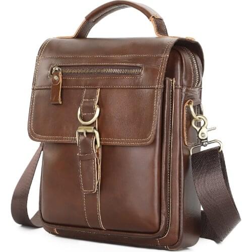 Fashion Men Genuine Leather Handbag Hot Mens Single Shoulder Bag High Quality Male Totes Business Natural Leather Crossbody Bag