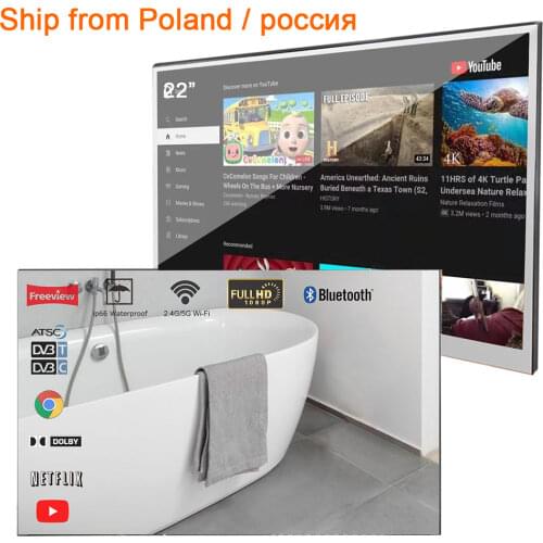 Souria 22 inches Magic Mirror Smart LED TV For Bathroom IP66 Waterproof Android 7.1 WiFi Television EU &Russia Warehouse