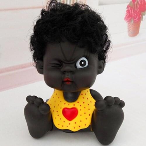 Emotions Black Baby Bobblehead Vinyl Money-box Creative Car Ornaments Figurines For Kids Gift Toy