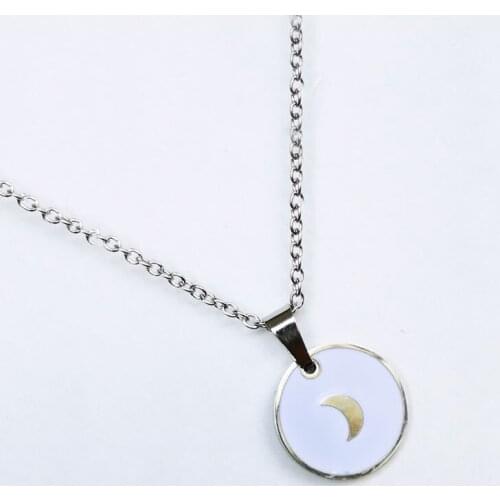 1pc New Stainless Steel Dainty Moon Pendant Necklace Resin Stars Flower Fashion Jewelry Women Girls Daily Wear Party Gift