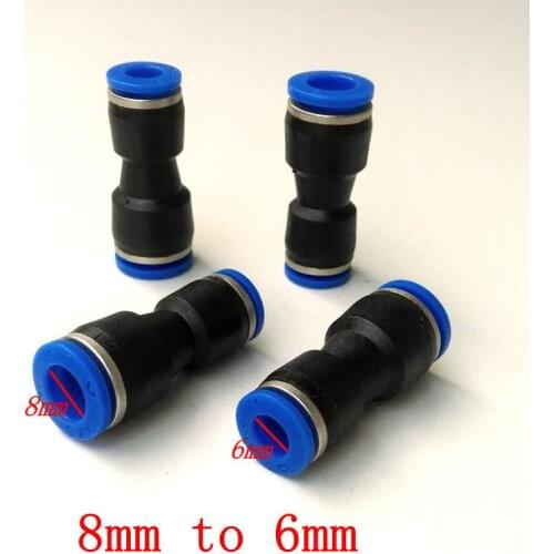 10pcs/lot Pneumatic Air Fitting Change Diameter Connector 8mm to 6mm Union Straight Connector PG8-6