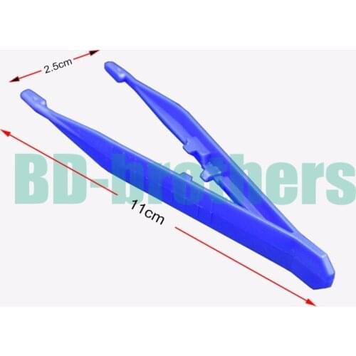 11 x 2.5cm Blue Plastic Tweezers Tongs Straight Head Tweezer Pliers for Med Kit DIY 1000pcs/lot