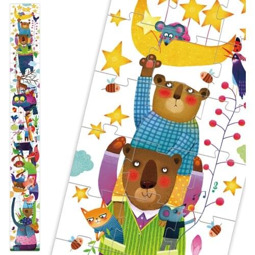 170CM Cartoon Animals Kids Height Ruler Jigsaw Puzzle 75pcs Large Piece Puzzles Montessori Materials Learning Toys for Children