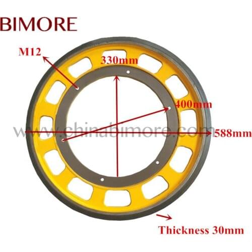 BIMORE KOFW002 KM5252112G01 KM1353110 Escalator Parts Handrail Friction Wheel 588*30*330 Screw Hole 12mm