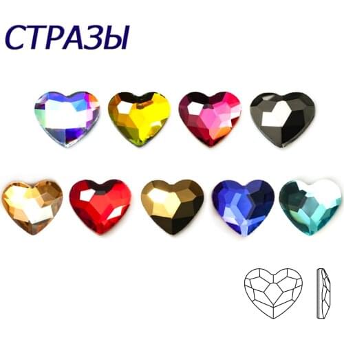 20pcs Flatback Colorful Heart 3D Shiny Nail Rhinestones For Nails Art Decorations Crystal Glass Stone Manicure