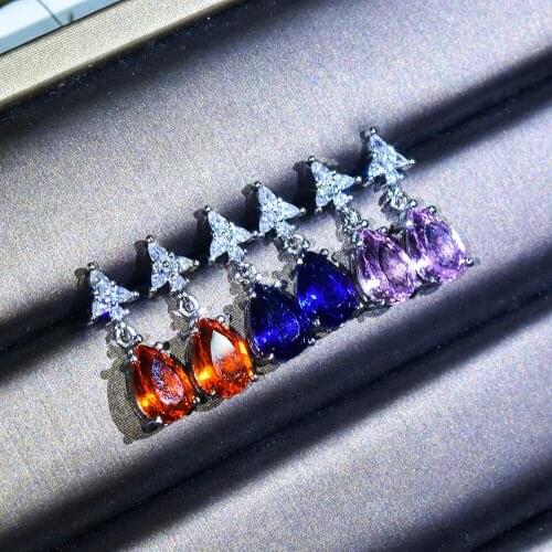 2021 New Trendy Blue Purple Orange Color Earring For Women Anniversary Gift Jewelry Wholesale E6118