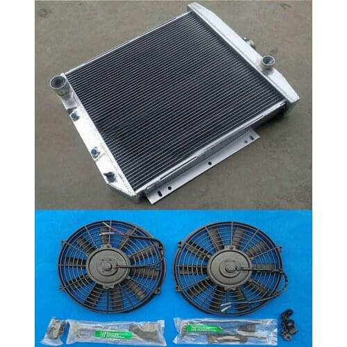 3 ROW ALUMINUM RADIATOR & FANS FOR FORD FAIRLANE FIT CAR SEDAN WAGON MAINLINE 1954-1956 1954 1955 1956 Hot Selling