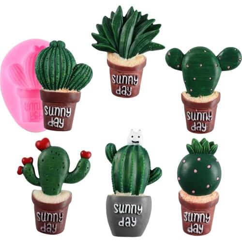 3D Cactus Silicone Molds Plant Fondant Moulds Cake Decorations Tools Soap Making Mold Candy Resin Clay Chocolate Gumpaste Mould