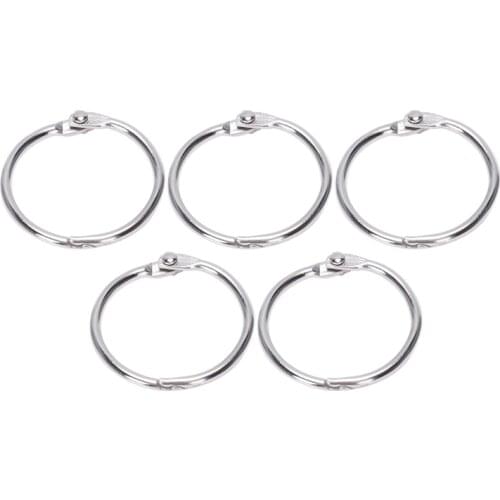 5 pcs silver 30mm Od. Metal Staple Book Binder Loose Leaf Circlip Ring