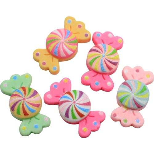 50/100pcs Fancy Resin Lollipop Handmade Flatback Bowknot Candy Decoration Diy Scrapbooking Making Jewelry Accessories Craft