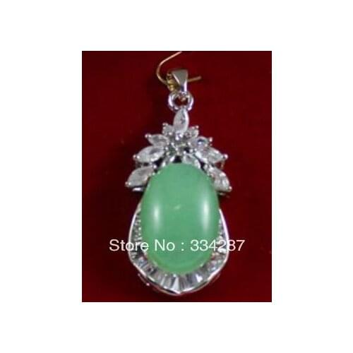 8 color! charm green/pink/purple/blue/red oval jadestone 18KGP CZ pendant free chain