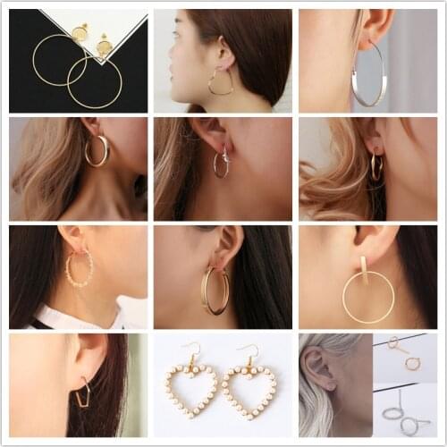 Big Circle Earring Geometry Round Heart Hoop Earrings for Women Girls Steampunk Ear Clip korean Earrings 2020 Fashion Jewelry