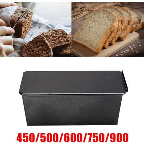 Black Non-Stick Rectangle Non-Stick Bread Loaf Meatloaf Pan With Lid Iron Toast Cake Mold Kitchen Bakeware Baking Supplies