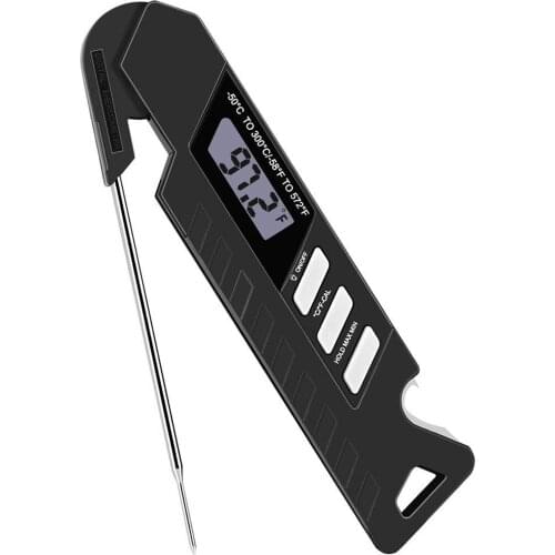 Digital Food Thermometer with Bottle Opener Waterproof BBQ Thermometer Auto Off Instant Read Meat Thermometer Foldable Probe