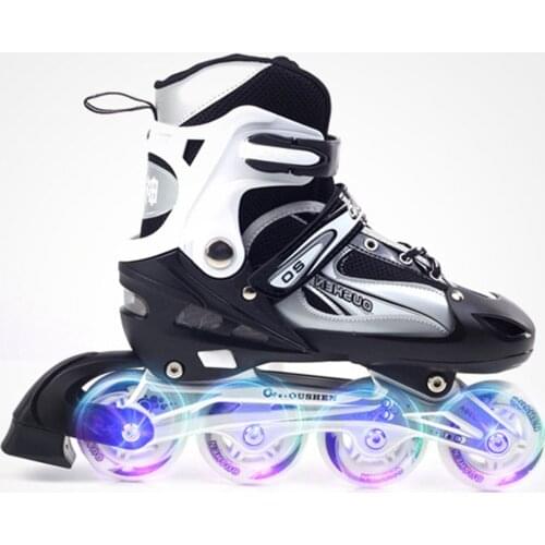 Children Adjustable Skates Roller Skates Boys Girls Full Set Kids Inline Skates Combo Set 4 Wheels Flash Skates Shoes