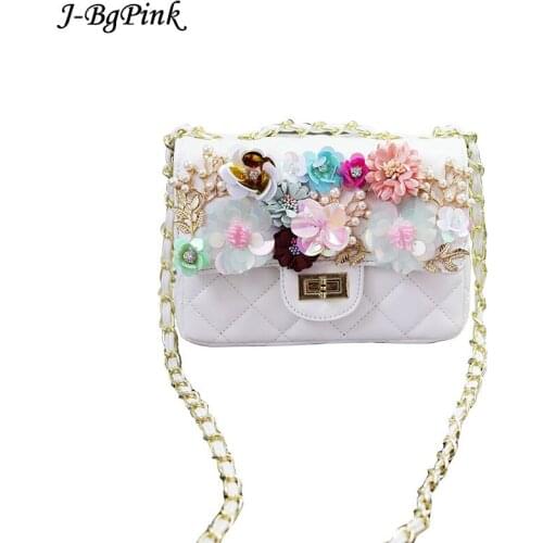Elegant Womens Flowers luxury wedding clutch bags for girls party dinner bags with chain Shoulder Messenger Small square bag