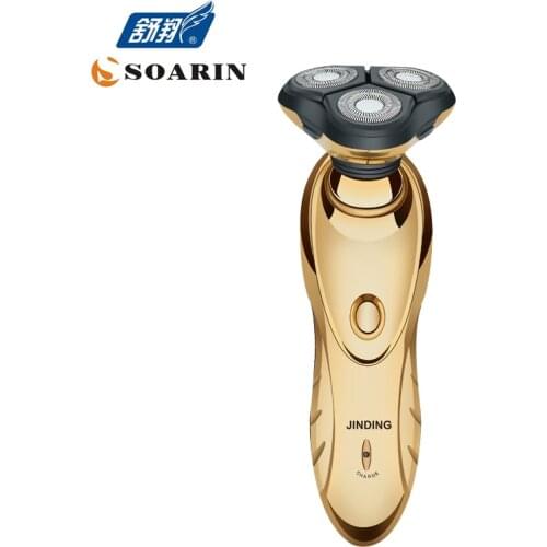 JINDING Gold-Plated Electric Shaver Gold Rechargeable Shaver 3D Float Triple Blade Electric Head Trimmer Waterproof Men Shaver