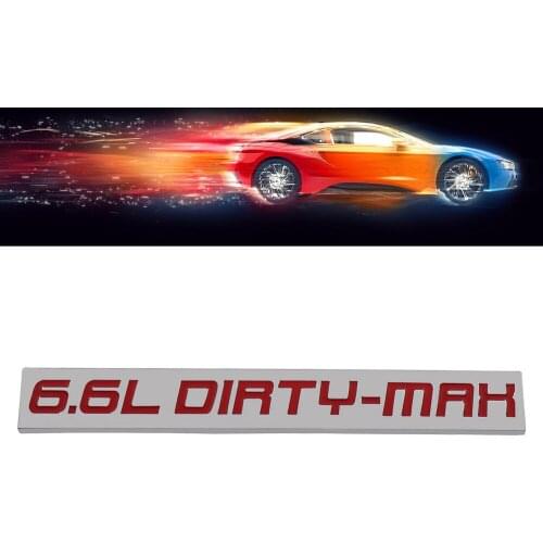 Chrome Red 6.6L DIRTY-MAX Engine for Fender Trunk Lid Emblem Decal Badge Sticker