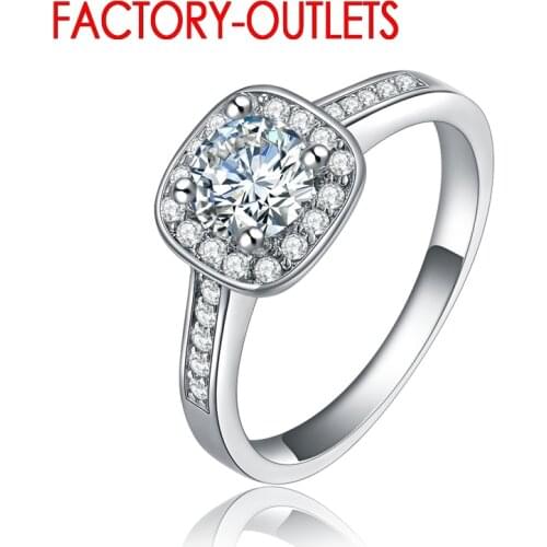 925 Sterling Silver Ring Fashion Jewelry Square CZ Cubic Zirconia Bezel Setting Women Girls Party Engagement Wholesale
