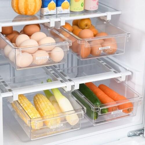 Kitchen Drawer Container Food Storage Plastic Box Home Supplies Adjustable Rectangular Transparent Organizer Storage Box