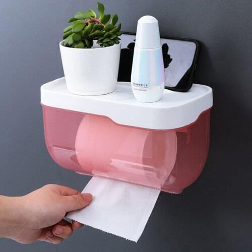 Tissue Storage Box Toilet Paper Holder Bathroom Accessories Wall-mounted Plastic Box Multi-function Phone Bracket Waterproof
