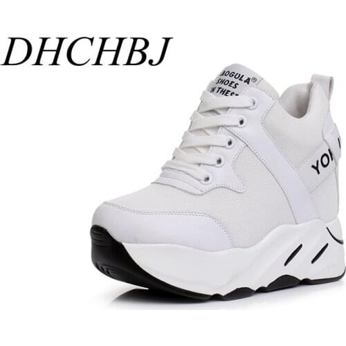 Spring Wedges Breathable Woman Height Increased Shoes Autumn Women Sneakers Mesh Casual Platform Trainers White Shoes 11CM Heels