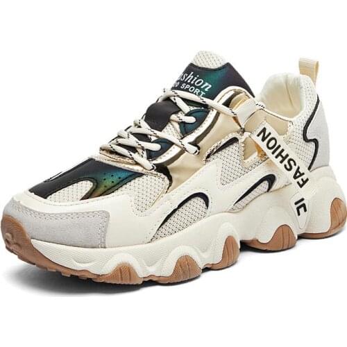 Summer Platform Women Sneakers Womens Sport Shoes Female Running Sneakers Ladies Sports Shoes Beige Tennis Walking Gym GME-1357