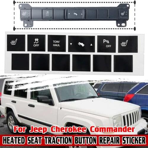 Matte Black Car Seat Heating Button Repair Sticker Decal Car Heated Seat Traction Switch Stickers For Jeep Cherokee Commander