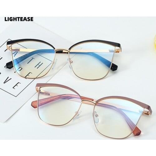 Fashion Clear Glasses Optical Anti Blue Light Glasses Women Myopia Prescription Eyeglasses Frame Ladies Alloy Eyewear Female