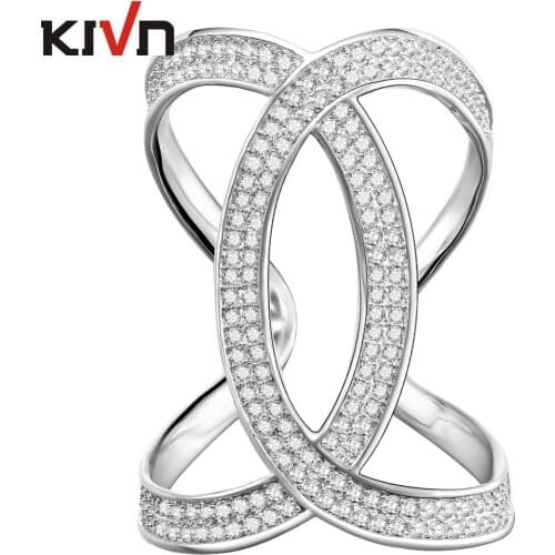 KIVN Womens Fashion Jewelry CZ Cubic Zirconia Open Adjustable Wedding Rings Promotional Girls Mothers Birthday Christmas Gifts