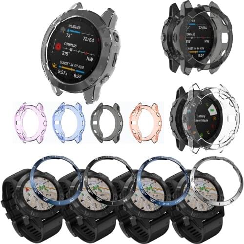 Soft TPU Protector Silicone Full Case Cover For Garmin Fenix 6 6x Pro watch accessories Shell Outer Edge Steel Tachymeter Case