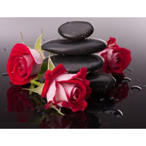 Diamond Painting Full Square Round drill Rose red flower stone zen 5D DIY Diamond Embroidery Cross Stitch kit Mosaic Decoration