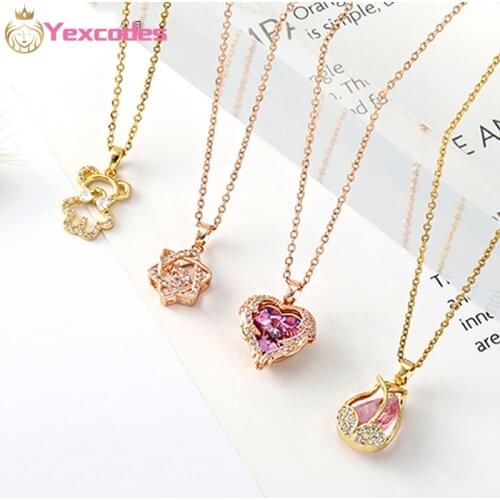 New Shell Pearl Bear Simple Style Necklace Female Zircon Micro-inlaid Short Clavicle Chain Temperament Personality Small Jewelry