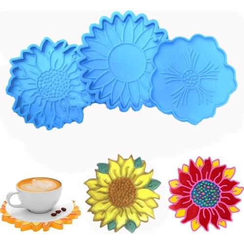 New Mirror DIY Sunflower Coaster Epoxy Silicone Mold Cake Decoration Accessories Resin Epoxy Kit and Molds