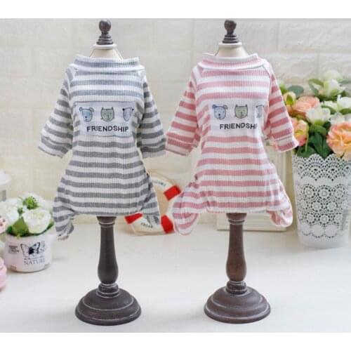 Pet Dog Clothes Striped Dogs Jumpsuit Pajamas Dog Coats Pets Apparel Clothing For French Bulldog Chihuahua Puppy Knitted Coat