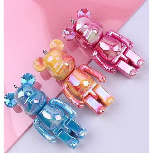 DIY Cartoon Bear Colorful Color Pendant High Quality Cute Bear Car Bag Accessories Fashion Acrylic Keychain Kid Gift Trinket