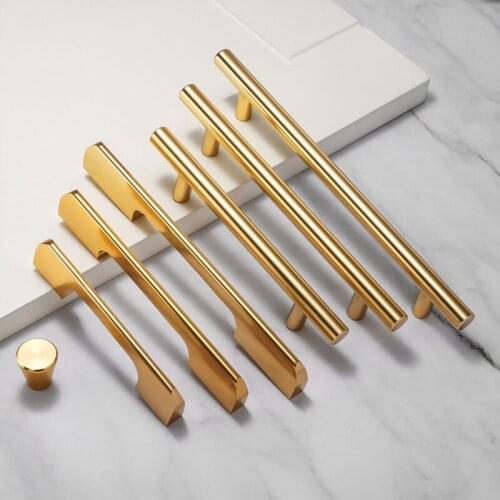Golden Simple Drawer Drawer Door Cabinet Door Handle Solid Aluminum Cabinet Knob Furniture Handle Hardware