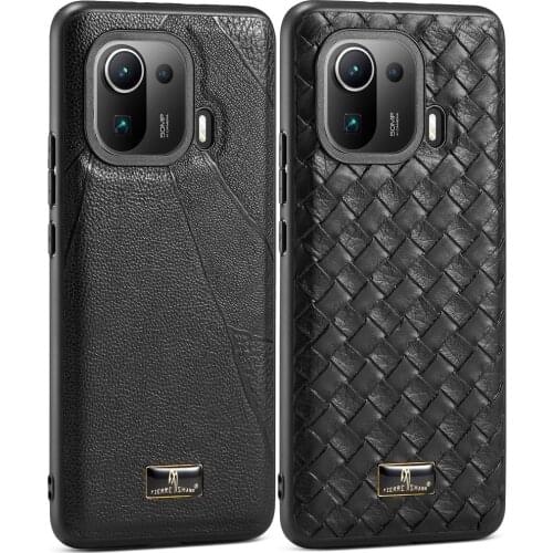 Luxury Business Leather Back Case For Xiaomi Mi 11 Pro Mi11 Deluxe pebbled weave pattern Para Cover