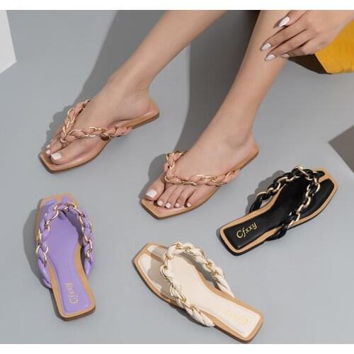 Womens Slippers Shoes for 2021 Fashion Shoe Sandals Braid Flip-flops Beach Designer Slides Summer Flop Sabot Comfortable Casual