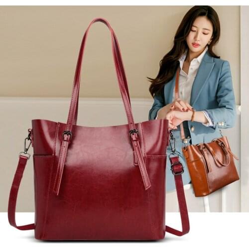 YILIAN Leather large capacity shoulder bag for women 2021 new cowhide retro fashion versatile cross-body bag